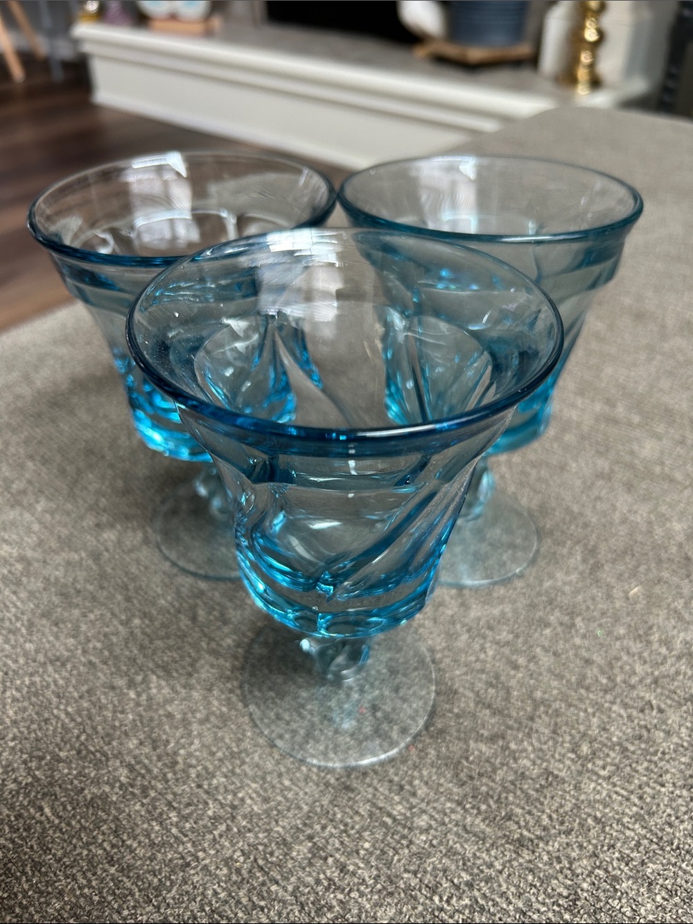 Vintage Blue Swirl Glasses - Set of 3